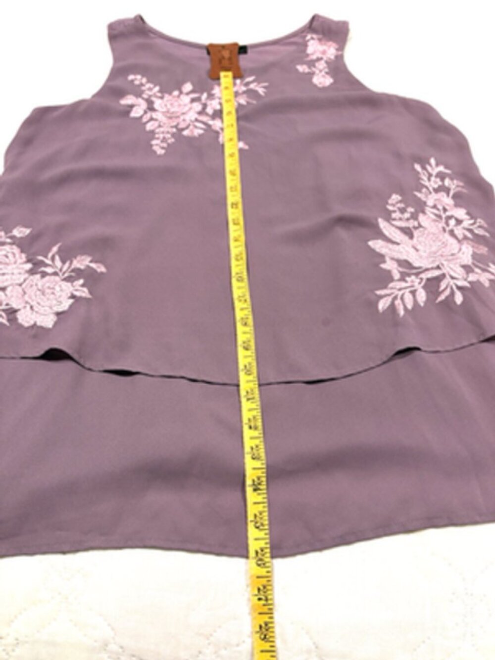 DG2 special occasion tank  -purple - size M - metallic embroidery - stretch back